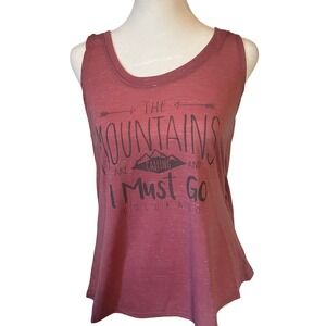 Blue 84 Women Colorado Mountain Graphic Tank S Distressed‎ Red Open Back Hiking